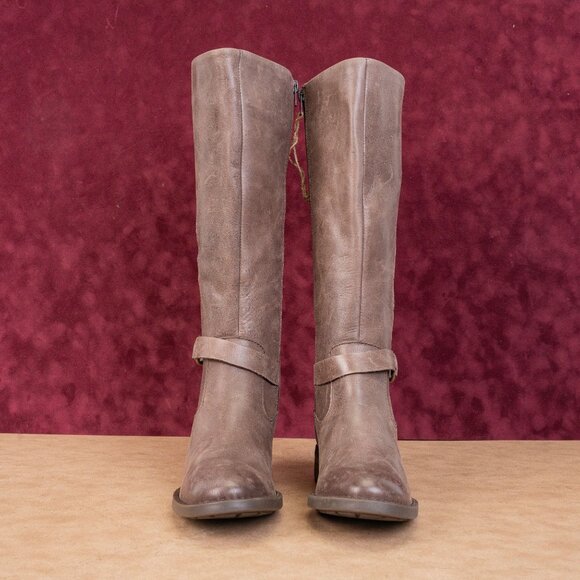 Born Women Braydon Dark Brown Distress Leather Farm Riding Knee Boots sz 7.5 - Picture 3 of 10